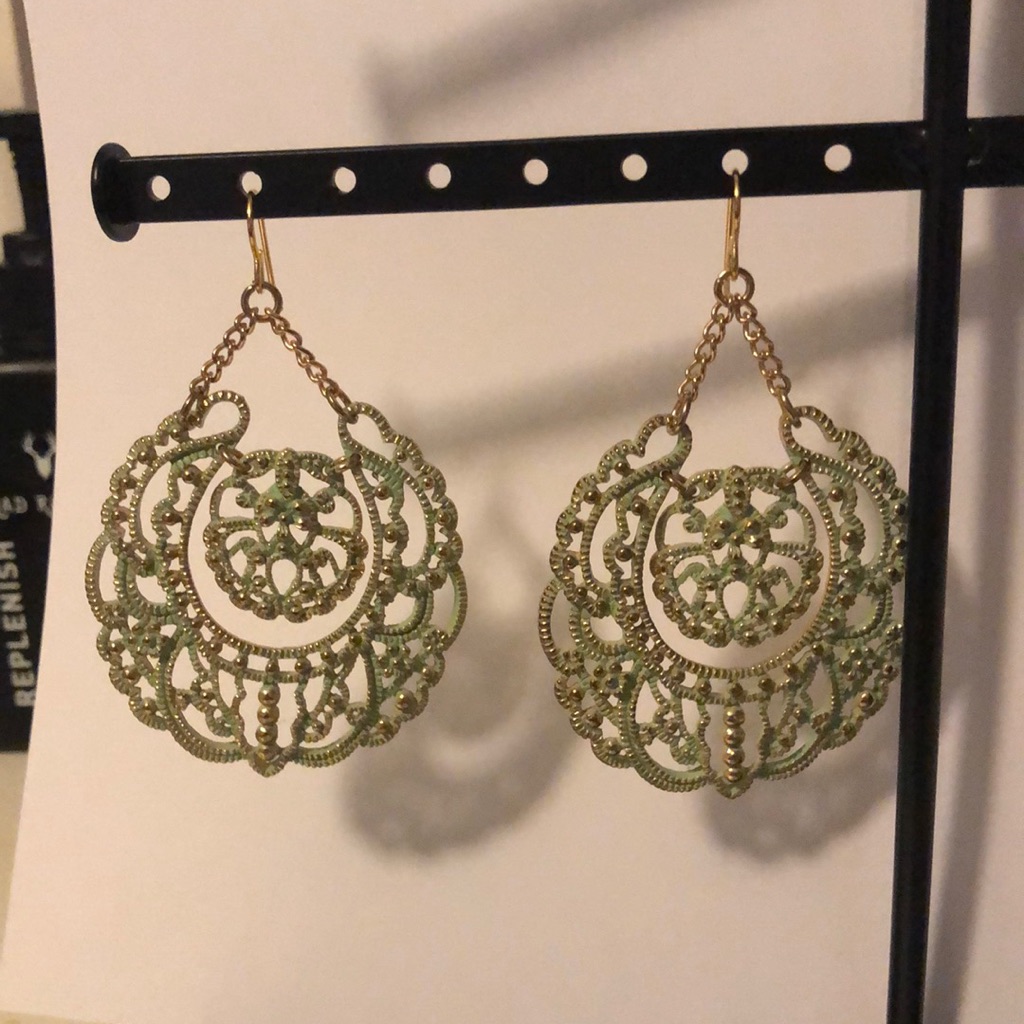 Never Worn Green And Gold Icing Earrings